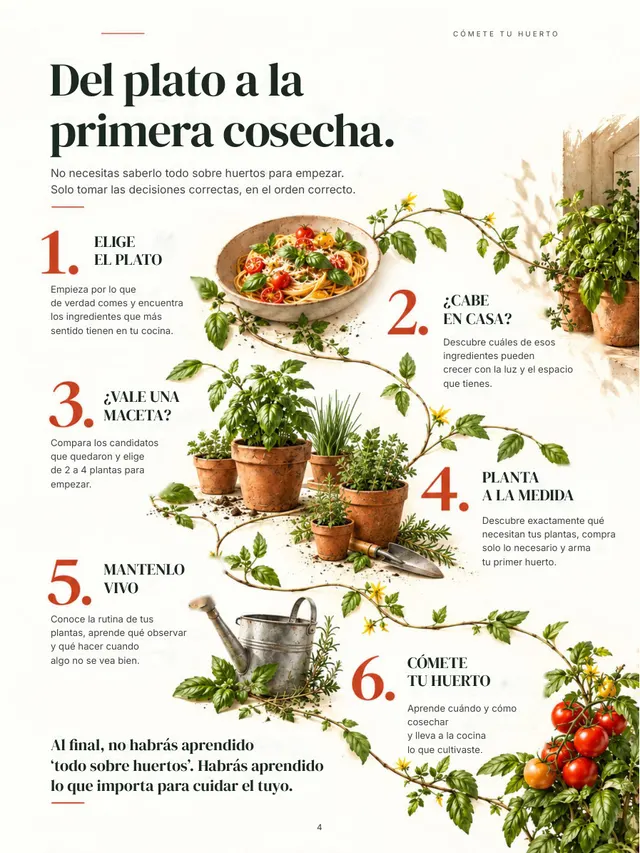 Página de la guía: el camino de 6 etapas del plato a la primera cosecha